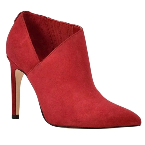 Calvin Klein Shoes - NWOT Calvin Klein Red Suede Heeled Bootie